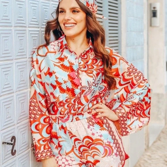 ZARA BNWT Flowy Print Shirt + Scarf - Picture 4 of 9